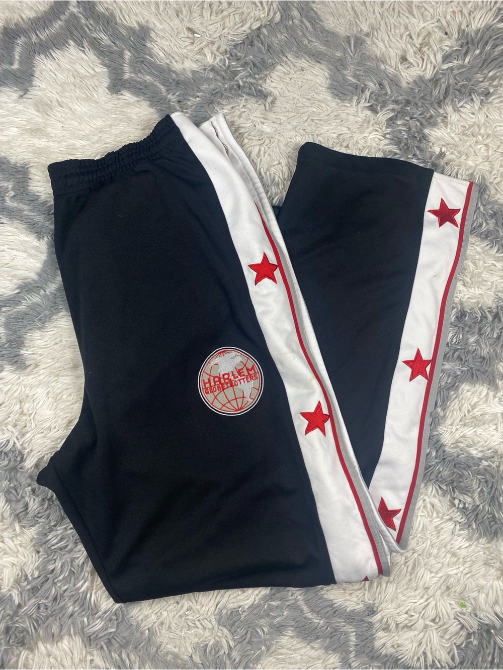 Harlem Globetrotters BlackPants Mens XL Warm Up Tearaway Basketball Snap Buttons